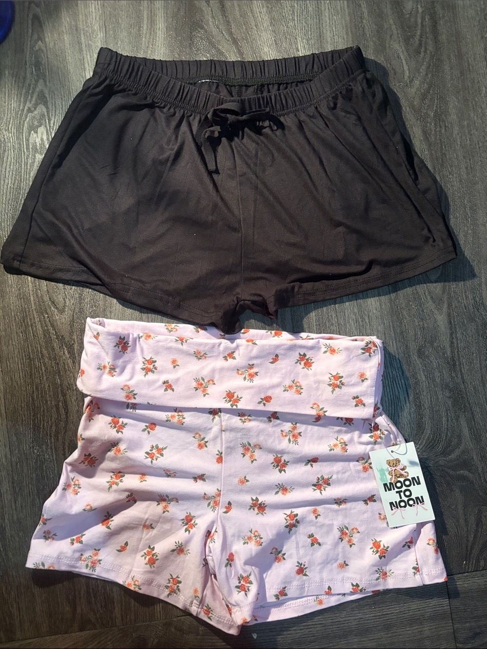 Pink Floral Fold-Over Waist Athletic Shorts